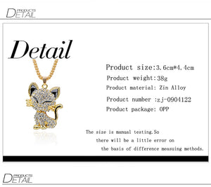 Pretty Rhinesto Cat Necklace For Women Gold Filled Enamel Crystal Long Sweater Chain Necklaces Pendants Christmas Gift For Girl
