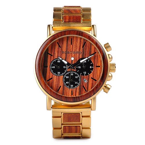Luxury Gold Men Wooden Wristwatches