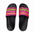 Yellow/Pink Hawaiian Print Slide Sandals