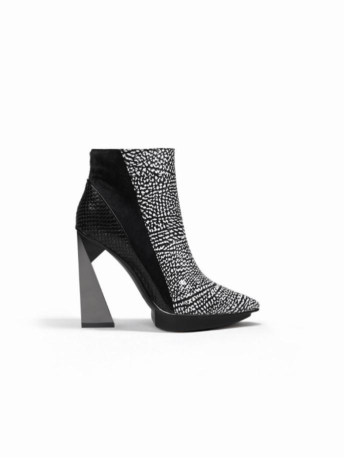 JadyRose |Block Heel Zip Genuine Leather Boot