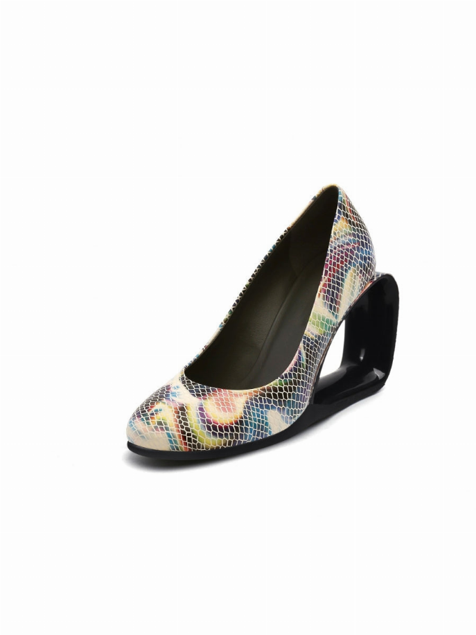 JadyRose | Open Triangle-Heel Leather Pump