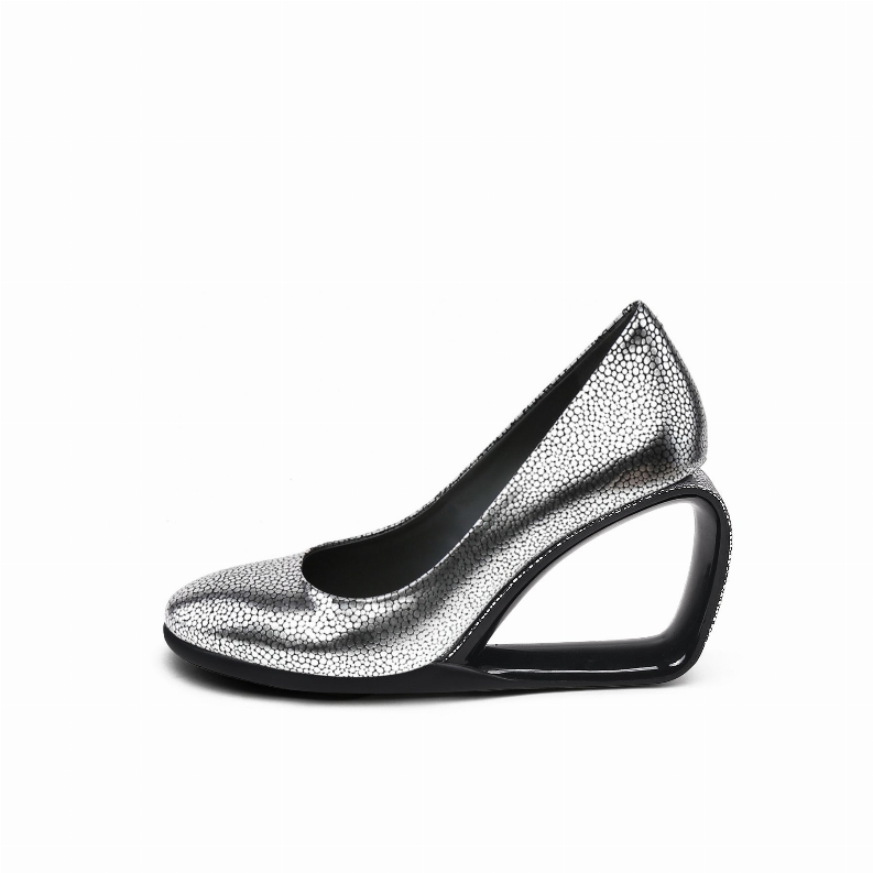 JadyRose | Open Triangle-Heel Leather Pump