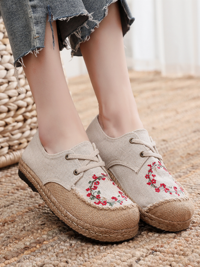 Cactus Rose | Embroidered Linen Boat Shoe