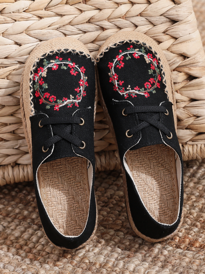 Cactus Rose | Embroidered Linen Boat Shoe