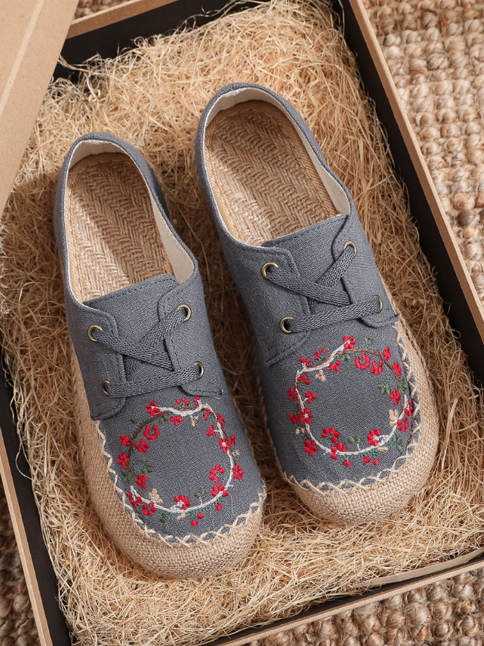 Cactus Rose | Embroidered Linen Boat Shoe