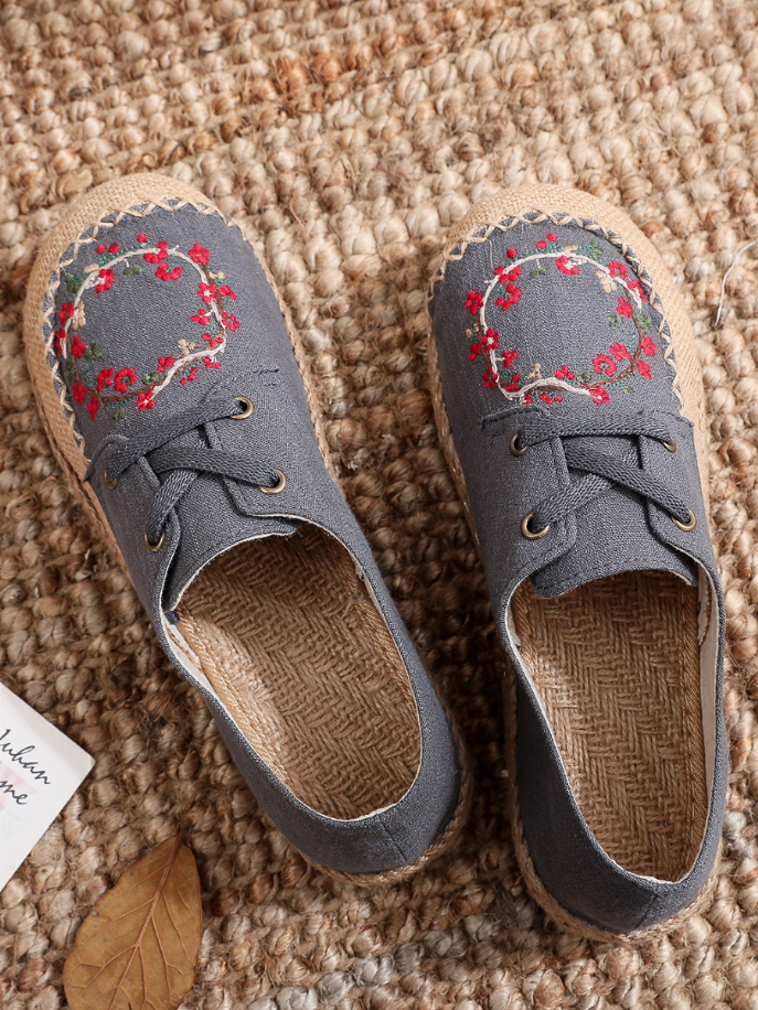 Cactus Rose | Embroidered Linen Boat Shoe