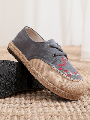Cactus Rose | Embroidered Linen Boat Shoe