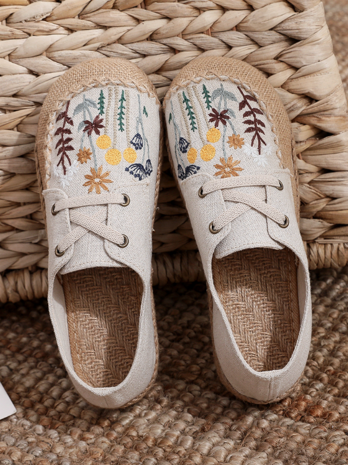 Cactus Rose | Embroidered Linen Boat Shoe