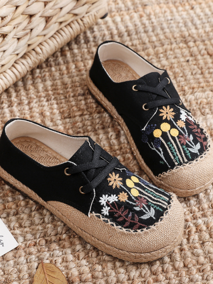Cactus Rose | Embroidered Linen Boat Shoe