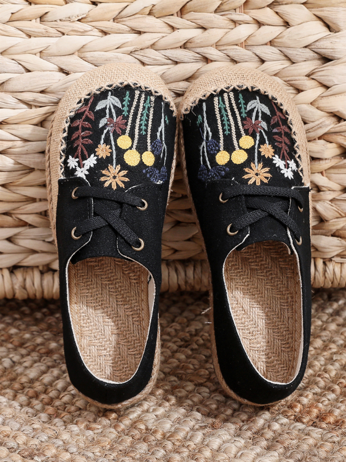 Cactus Rose | Embroidered Linen Boat Shoe