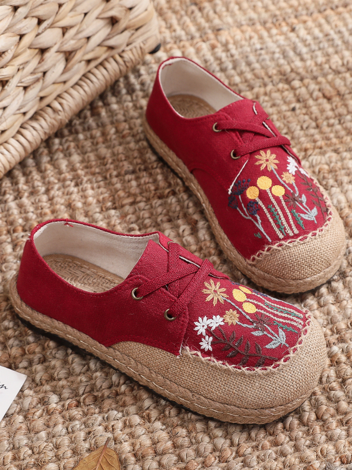 Cactus Rose | Embroidered Linen Boat Shoe