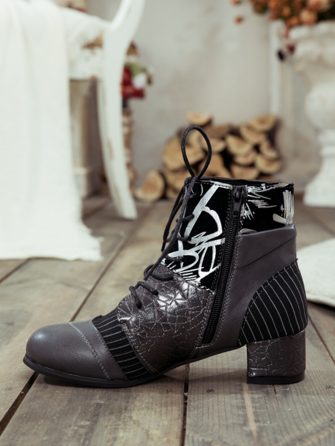 En Bloom | Silver Butterfly Embroidered Ankle Boot