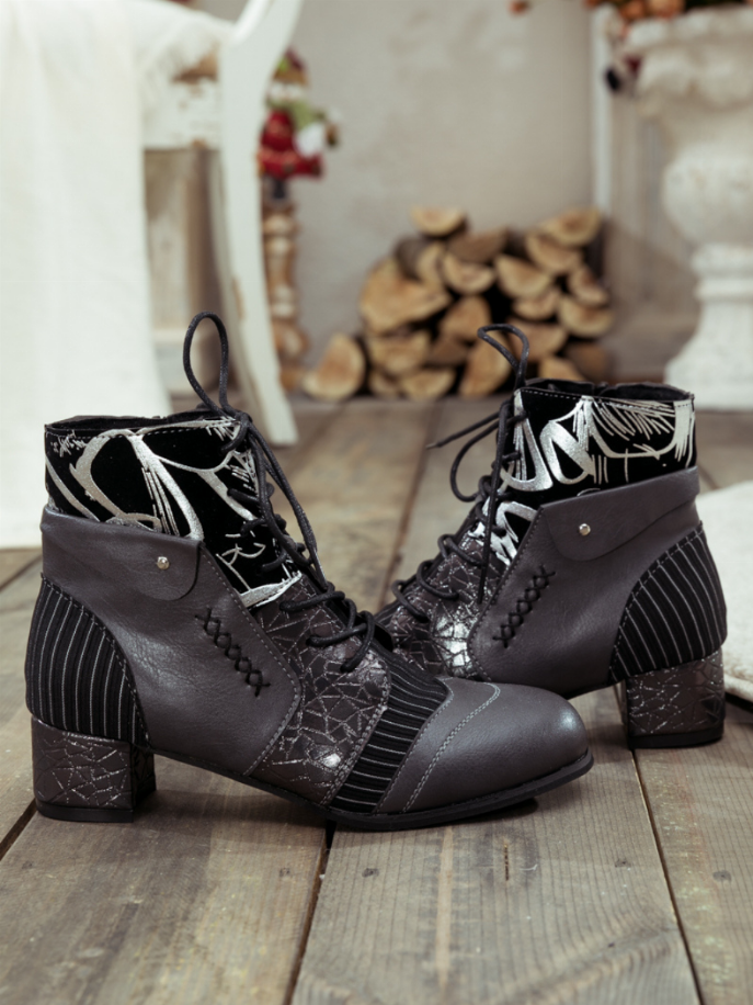 En Bloom | Silver Butterfly Embroidered Ankle Boot