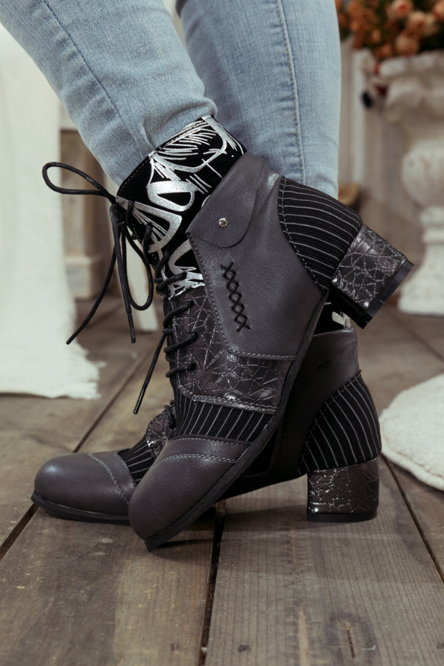En Bloom | Silver Butterfly Embroidered Ankle Boot