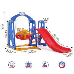 4 in 1 Kids Slide Swing Set Toddler Play Climber Backyard Playground Playset Fun
