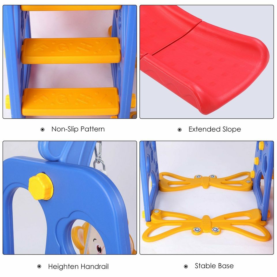 4 in 1 Kids Slide Swing Set Toddler Play Climber Backyard Playground Playset Fun