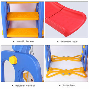 4 in 1 Kids Slide Swing Set Toddler Play Climber Backyard Playground Playset Fun