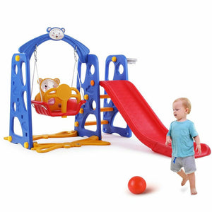 4 in 1 Kids Slide Swing Set Toddler Play Climber Backyard Playground Playset Fun