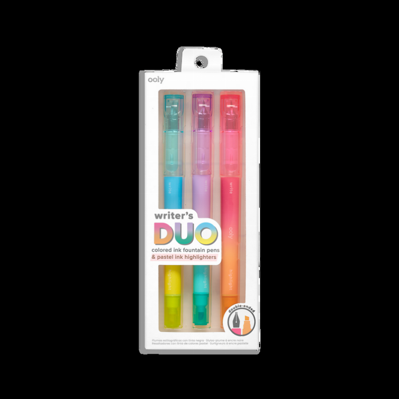 Writer's Duo Double-Ended Fountain Pens + Highlighters (Set of 3)