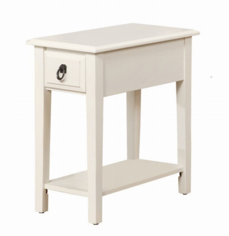 White Wooden Sleek Magazine Rack Side Table