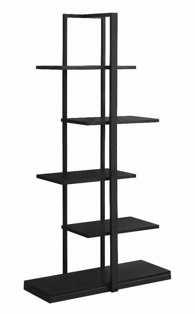 13" x 32" x 60" Black  Mdf  Metal   Bookshelf