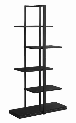 13" x 32" x 60" Black  Mdf  Metal   Bookshelf