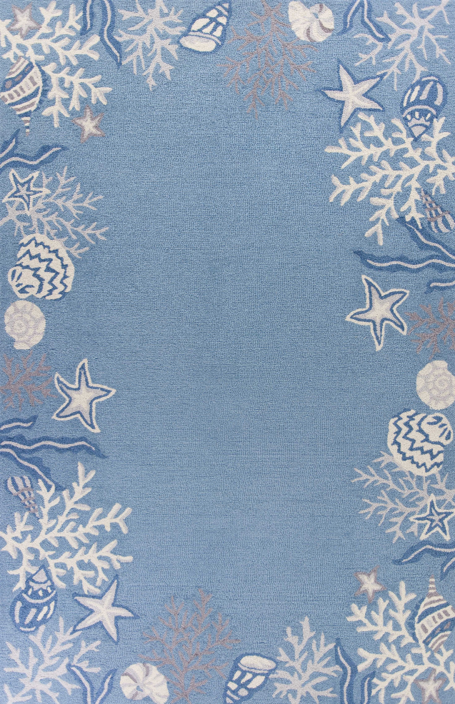 2'x4' Polyester Sea Blue Accent Rug