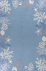 2'x4' Polyester Sea Blue Accent Rug