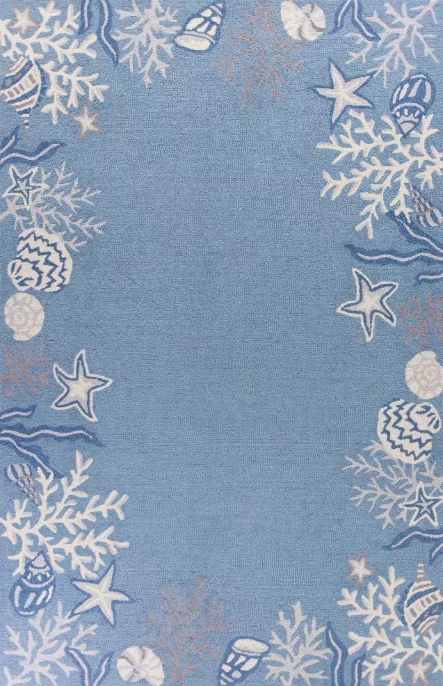 5' x 7' 6" Polyester Sea Blue Area Rug