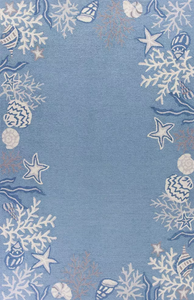 5' x 7' 6" Polyester Sea Blue Area Rug