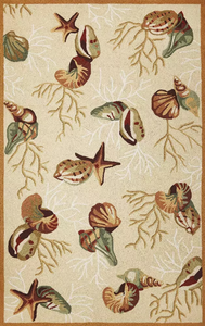 5' x 7' 6" Polyester Beige Area Rug