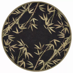 5' Round  Wool Black Area Rug