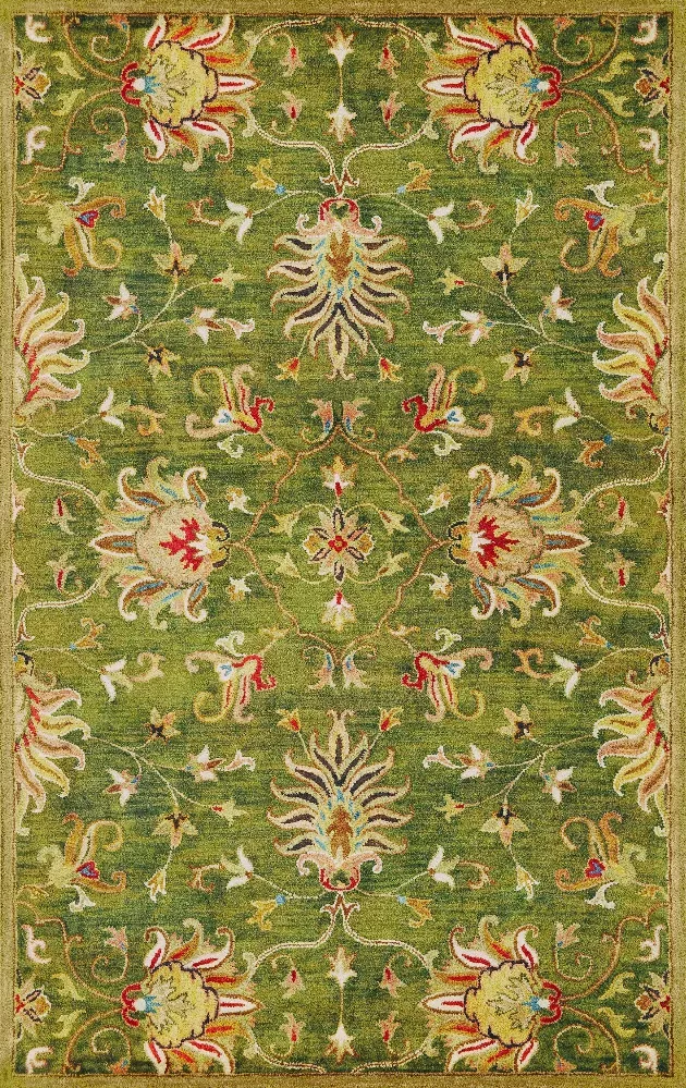5' x 8'  Wool Emerald Green Area Rug