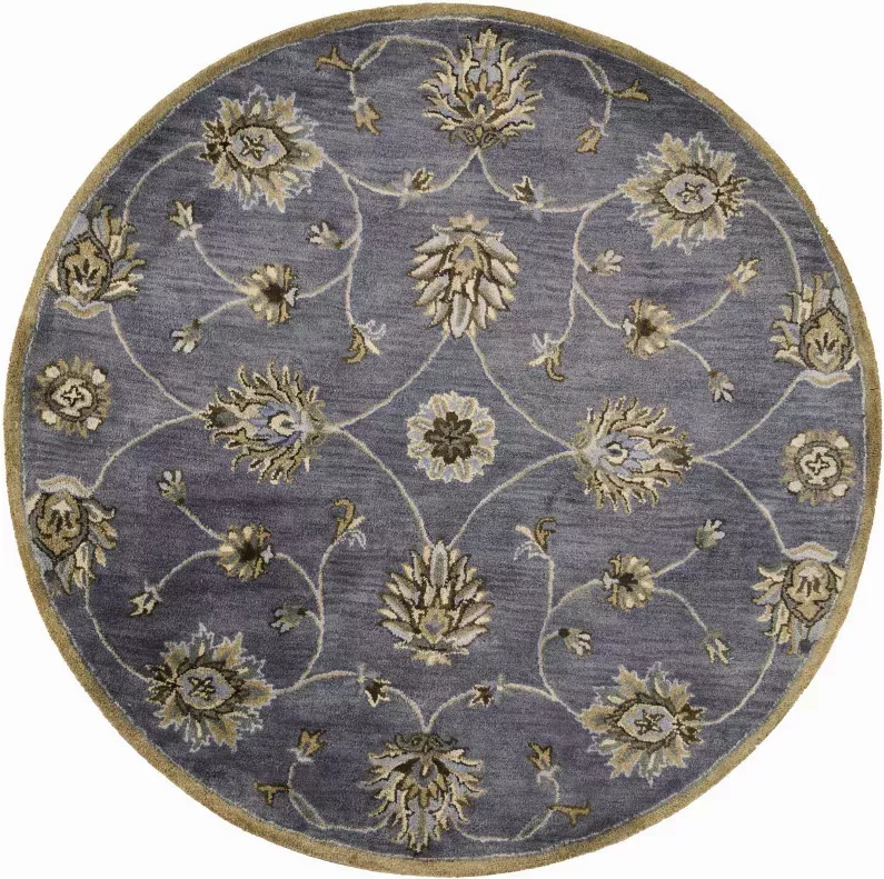 5' Round  Wool Midnight Area Rug