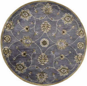 5' Round  Wool Midnight Area Rug