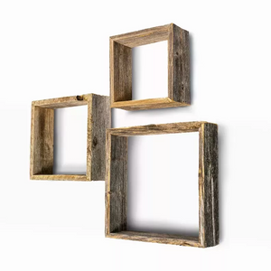 Rustic Farmhouse Set of 3 Square Shadow Box Shelves