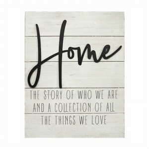 "Home" White Wood Metal Wall decor