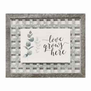 "Love Grows Here" Woven Galvanized Metal Wall decor