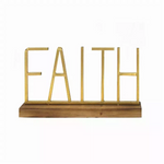 "Faith" Gold Metal and Wood Tabletop