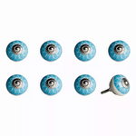 1.5" x 1.5" x 1.5" Ceramic/Metal Aqua & White 8 Pack Knob