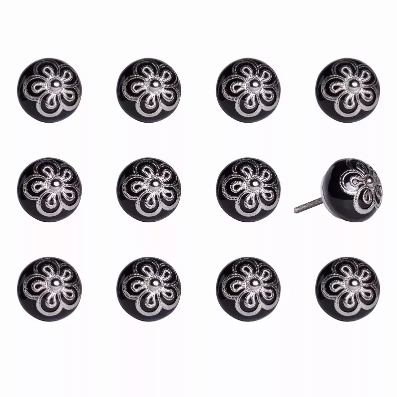 1.5" x 1.5" x 1.5" Ceramic/Metal Multicolor 12 Pack Knob