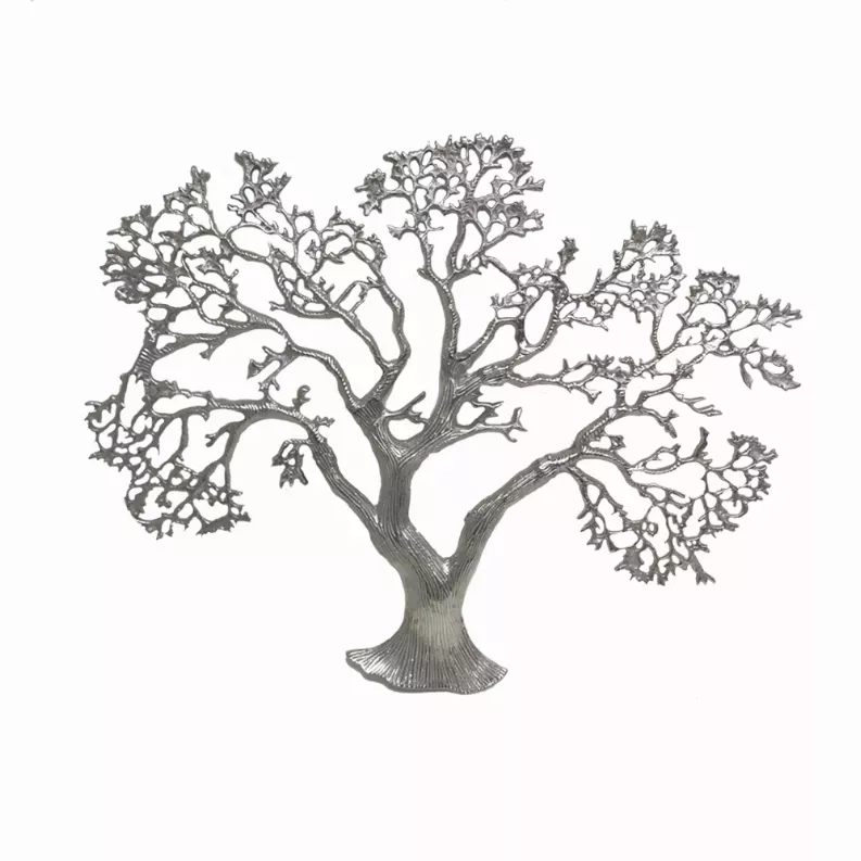 1" x 27.5" x 22" Rough Silver Tree Wall Sculpture