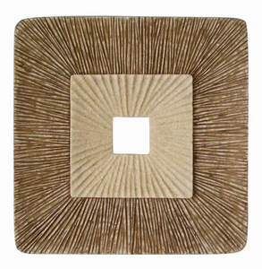 1" x 19" x 19" Brown Concave Square Double Layer Ribbed  Wall Plaque