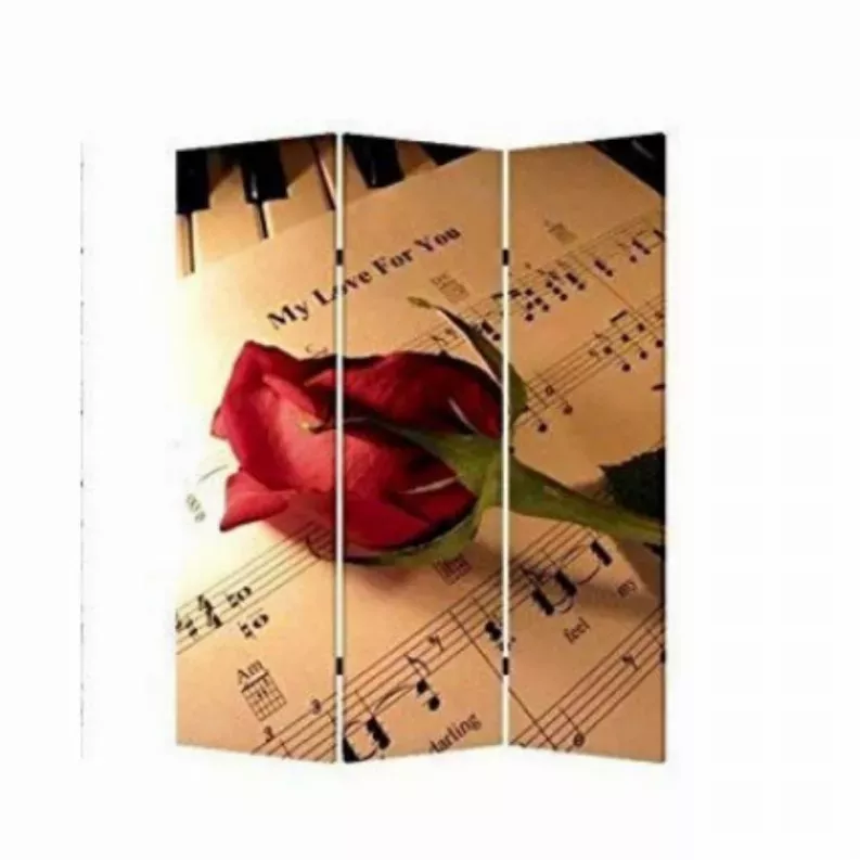 1" x 48" x 72" Multi Color Wood Canvas Music  Screen