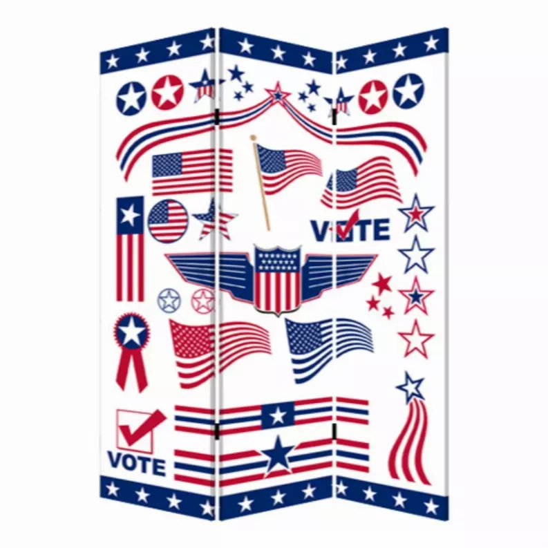 1" x 48" x 72" Multi Color Wood Canvas Vote  Screen