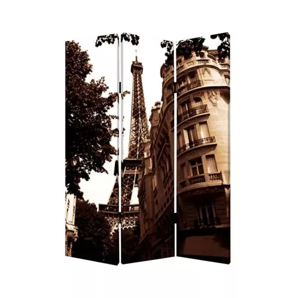 1" x 48" x 72" Multi Color Wood Canvas Paris  Screen