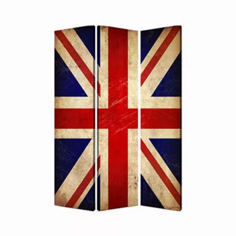 1" x 48" x 72" Multi Color Wood Canvas Union Jack  Screen