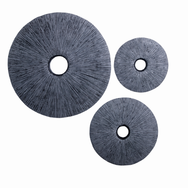 1" x 16" x 16" Gray Sandstone, Ribbed, Round, Middle Hole - Wall decor