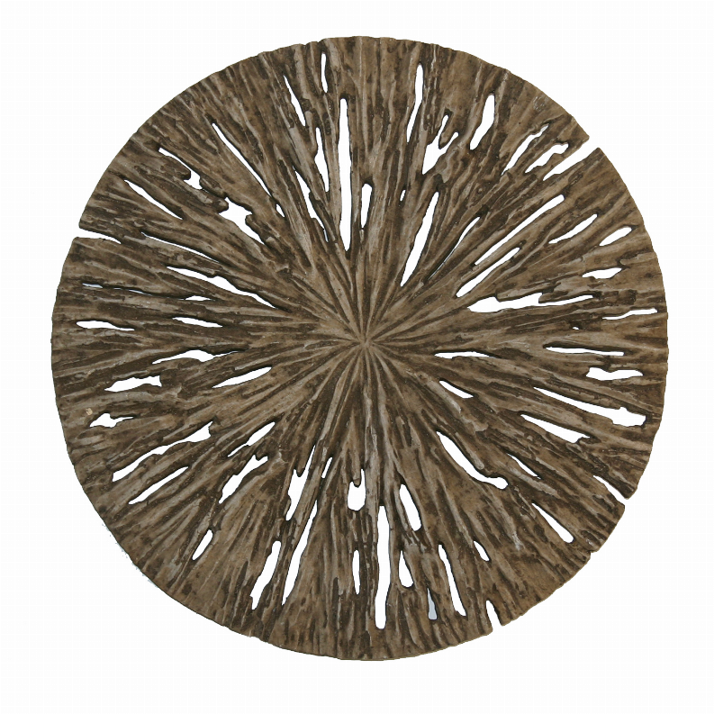 1" x 19" x 19" Brown Round Rotten Wood  Wall decor