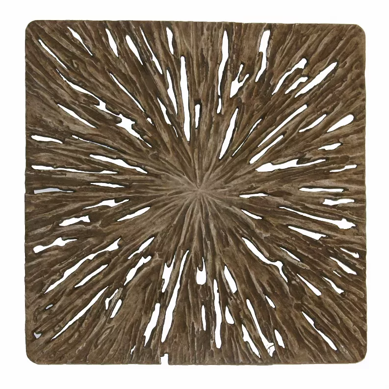 1" x 19" x 19" Brown Square Rotten Wood  Wall decor